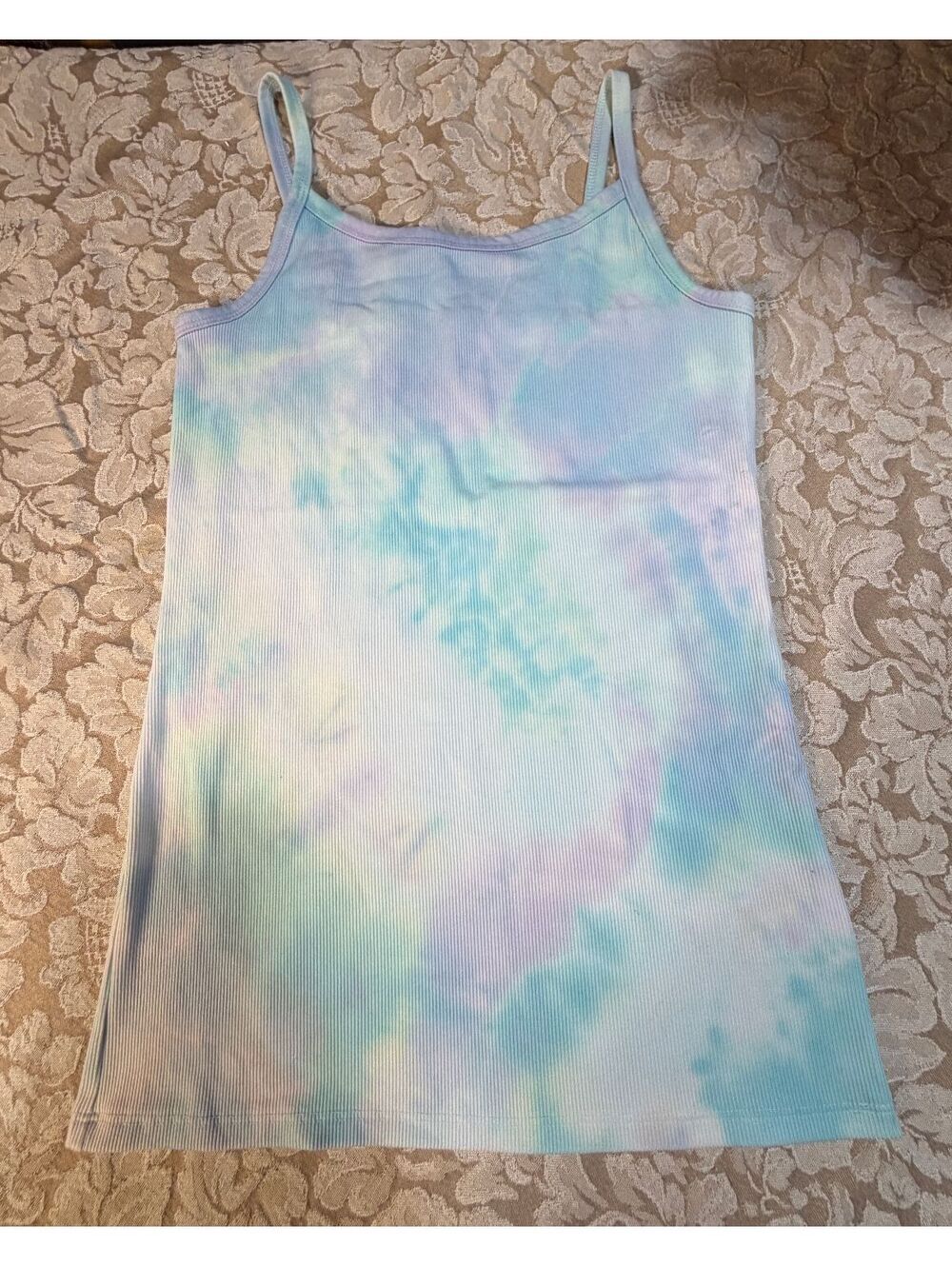 TOP NOBO Pastel Tie-Dye Ribbed Spaghetti Strap tank top Size L/G